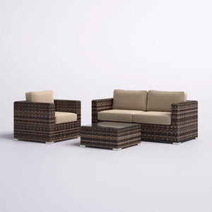 English Elm Fully Assembled 3-Person Wicker Seating Group With Cushions – Stylish, Durable & Ready For Relaxation! B120S00171