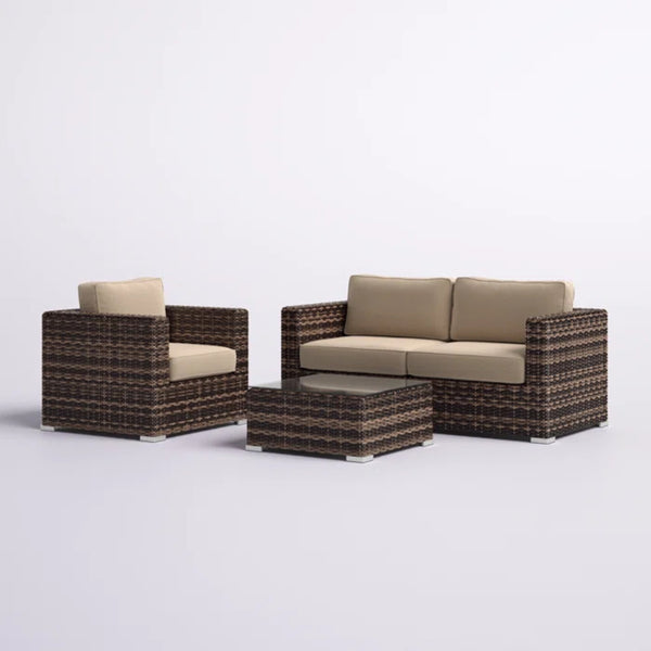 English Elm Fully Assembled 3-Person Wicker Seating Group With Cushions – Stylish, Durable & Ready For Relaxation! B120S00171