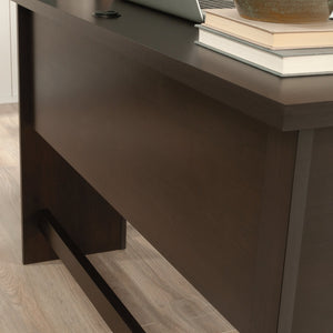 English Elm L-Shaped Desk In Elegant Brown Finish - Spacious Work Surface With Storage & Cable Management Solutions B356P367840