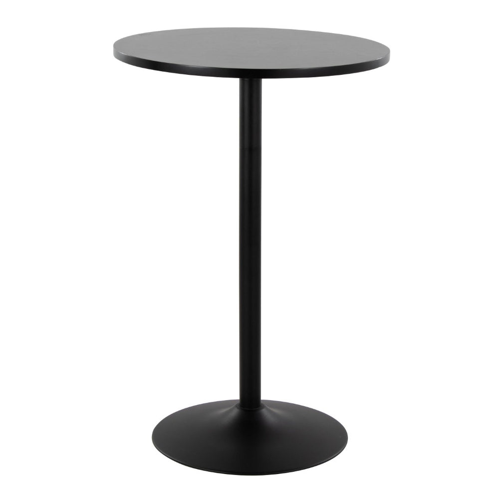 English Elm Mid-century Round Bistro Table Adjusts From Dining to Bar Height in Black Wood B202P223392