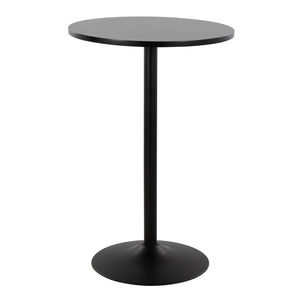 English Elm Mid-century Round Bistro Table Adjusts From Dining to Bar Height in Black Wood B202P223392