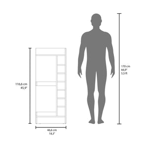 English Elm Bar Cabinet with Concealed Double Doors and 8 Wine Bottle Slots, Durable Engineered Wood Storage Solution White 51.18 L x 23.23 W x 4.72 H B097P296849