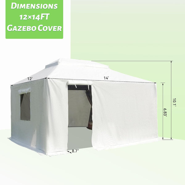 English Elm 12'X14' All-Season Gazebo Cover - Waterproof, Wind-Resistant With Sidewalls & Mesh Windows For Protection W1859P227653