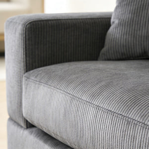 English Elm Mid Century Modern 3 Seater Sectional Sofa with Reversible Chaise and Accent Pillows Grey W876S00347
