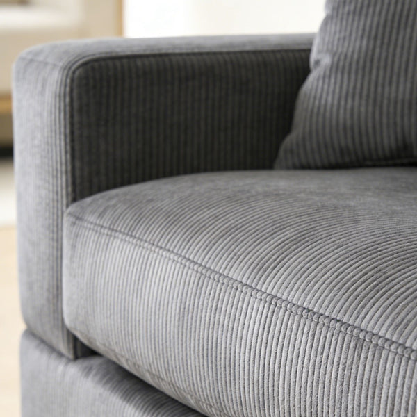 English Elm Mid Century Modern 3 Seater Sectional Sofa with Reversible Chaise and Accent Pillows Grey W876S00347