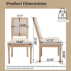 English Elm French Country Dining Chairs Set Of 2 – Elegant Upholstered Square Back, Stylish Comfort For Dining W3426P324534