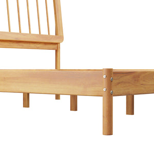 English Elm Walker Edison - Mid-Century Solid Pine King Spindle Bed Frame with Slat-Back Design, Stable Center Support, No Box Spring Needed Natural Wood 85 L x 25 W x 5 H B185P169175