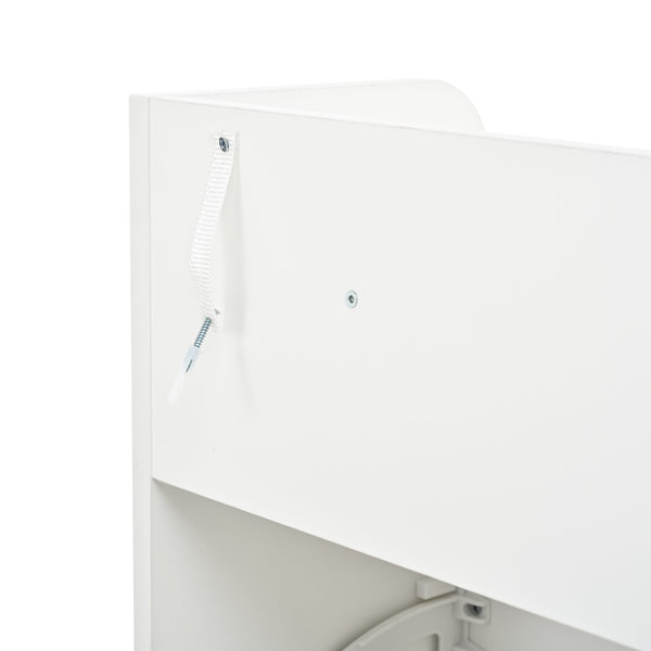 English Elm Two drawer three-fold shoe cabinet with ample vertical shelving, smooth finish, compact entryway storage White W3871P368975