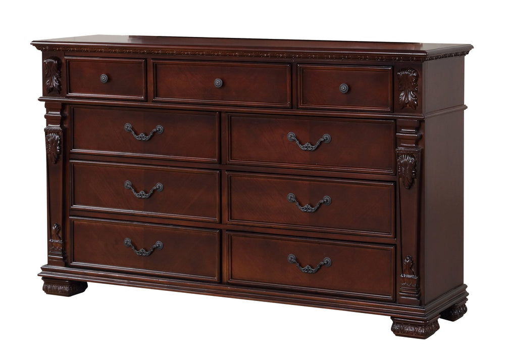 English Elm Lyndon 9-Drawer Dresser with Felt-Lined Top Drawers, Smooth Ball-Bearing Slides, Durable Wood Finish Cherry 69 L x 22 W x 41 H B078P301018
