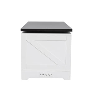 English Elm U-can Farmhouse Lift Top Coffee Table Barn Door Hidden Storage Living Room White+Black N724P351732K