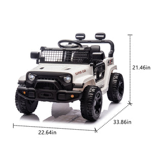 English Elm 24v Kids Ride on Car with Parental Remote Four Wheel Suspension Led Lights Bluetooth White W1578P235083