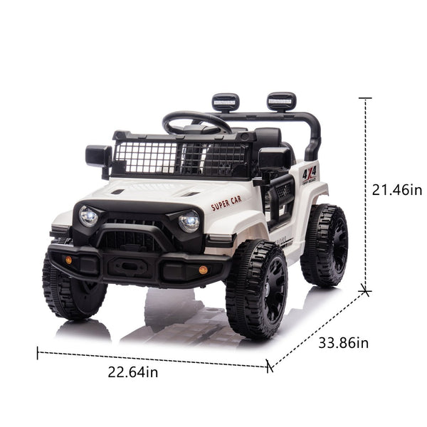 English Elm 24v Kids Ride on Car with Parental Remote Four Wheel Suspension Led Lights Bluetooth White W1578P235083