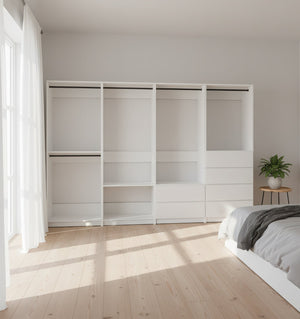 English Elm Prosper Freestanding White Walk-In Wood Closet System – Durable Melamine, Oak Finish, Modular Storage, Easy Assembly B040S00134