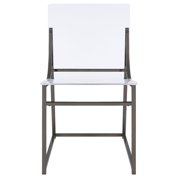 English Elm Fancher Black Nickel Acrylic Side Chairs Set of 2 — Pop Art Industrial Metal Frame, Clear Acrylic Modern Seating B062P299920