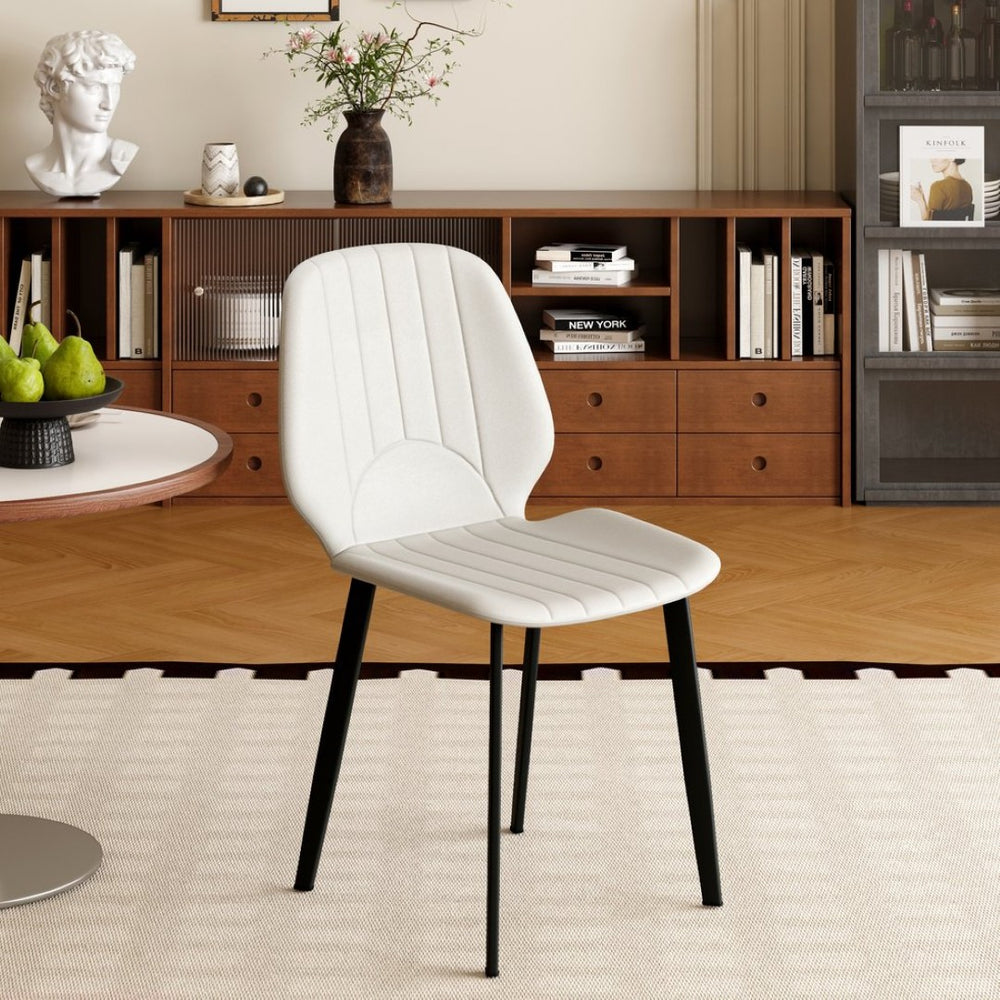 English Elm Modern Faux Leather Dining Chairs with Matte Black Legs Set of Two Gray Seating W1535P449690