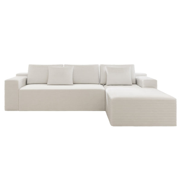 English Elm 104.3*68.9"modular Corduroy Sectional Sofa 2 Piece Reversible Chaise for Living Room W3819P391105