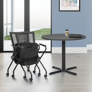 OSP Home Furnishings Soft Flex Frame Folding Chairs Pu Padded Nesting Seats for Events and Meetings 2 Pack 69349-30