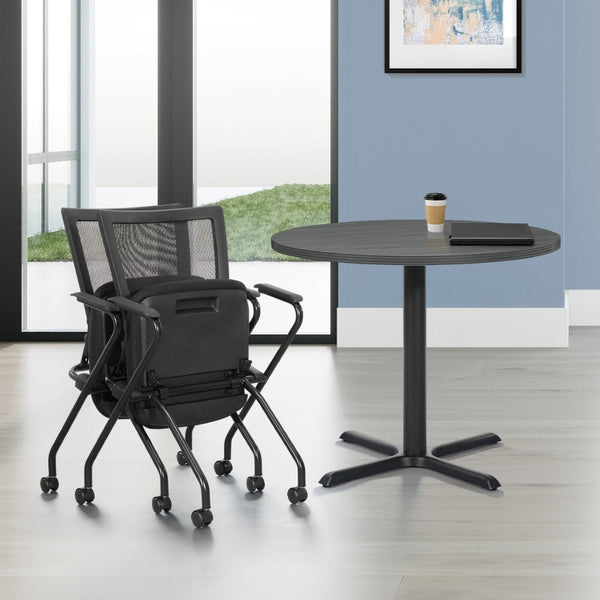 OSP Home Furnishings Soft Flex Frame Folding Chairs Pu Padded Nesting Seats for Events and Meetings 2 Pack 69349-30