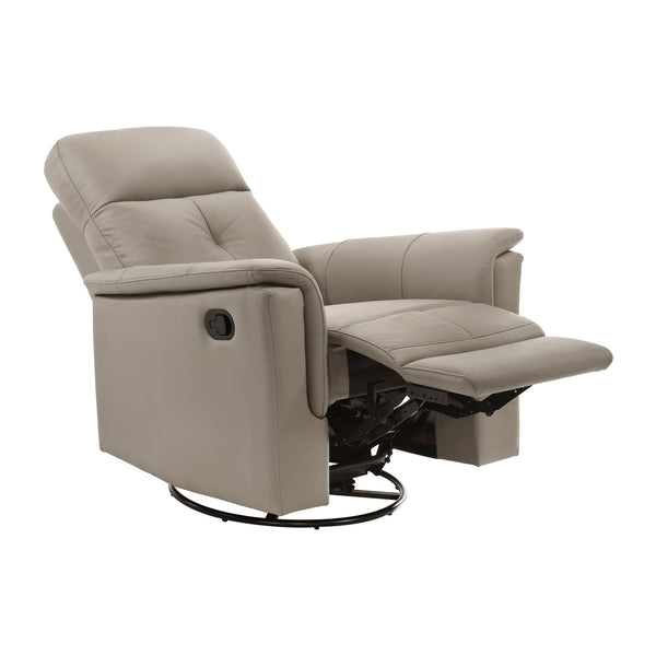 English Elm Latte Top Grain Leather Swivel Glider Recliner Chair - 360° Motion, Manual Pull-Tab Recline, Modern Comfort B011P329278