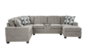 English Elm Oslo Gray Upholstered Sectional With Reversible Chaise & Cup Holders - Perfect For Family Lounging! B078S00592
