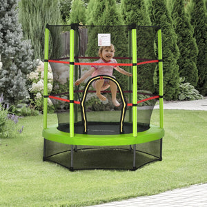English Elm Outsunny Springless Toddler Trampoline with Enclosure Net Safe Indoor Outdoor Play W2225P217342