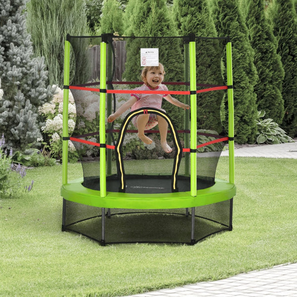 English Elm Outsunny Springless Toddler Trampoline with Enclosure Net Safe Indoor Outdoor Play W2225P217342
