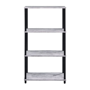 English Elm Antique Four-Shelf Bookshelf 44.5"H x 24.5"W Sturdy 15mm Panels Powder-Coated Antique White/Black B062P191047
