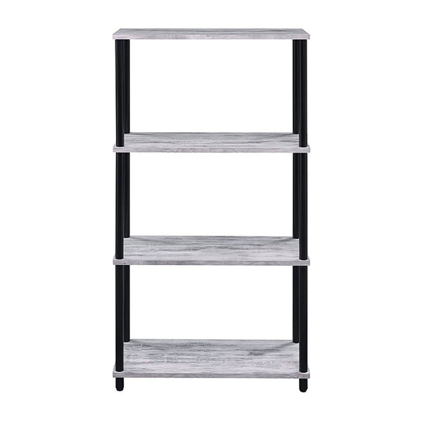 English Elm Antique Four-Shelf Bookshelf 44.5"H x 24.5"W Sturdy 15mm Panels Powder-Coated Antique White/Black B062P191047