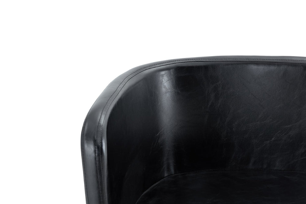 English Elm Sn-c-agmd6in1-bklth Retro Oil Wax Pu Leather Accent Chair with Ergonomic Cushioned Seat Black W3875P371074