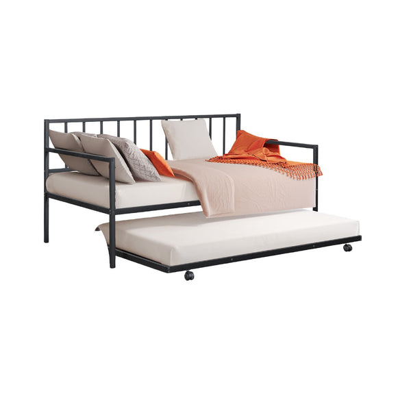 English Elm Contemporary Full-Size Metal Bed Frame with Minimalist Design, Lightweight, Foundation-Free Ease Black 76 L x 18 W x 4 H B2741P364410