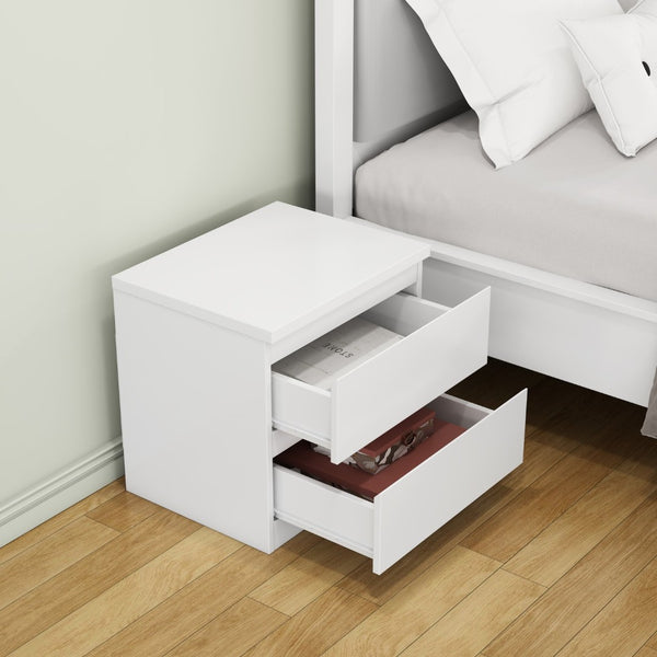 English Elm 19.7-inch Matte Finish Nightstand with Touch Release Drawers for Minimalist Bedrooms White W3151P407885
