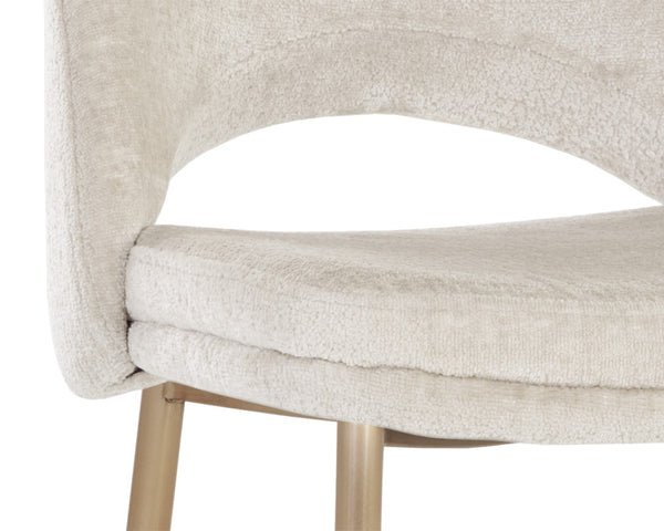 Sunpan RADELLA Counter Stool - Modern Bergen Taupe Upholstery with Antique Brass Base for Stylish Comfort 108515
