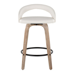 English Elm Fixed-height Swivel Counterstools Whitewashed Wood Faux Leather Kitchen Seating Pair B202S01831