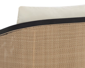 Sunpan Palermo Dining Chair - Elegant Outdoor Seating with Durable Teak Wood and Stylish Wicker Design Charcoal / Stinson Cream