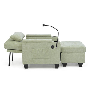 English Elm Single Chenille Manual Recliner with Usb Port Hidden Storage Ottoman and Cup Holders Cyan W487P423654