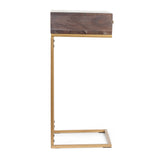 Christopher Knight Home® - Noble House - Bucyrus Rustic Glam Handcrafted Acacia Wood C-Shaped Side Table, Dark Brown and Gold