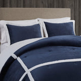 Woolrich Orlen Cottage/Country Plush to Sherpa Comforter Set WR10-3842 Navy