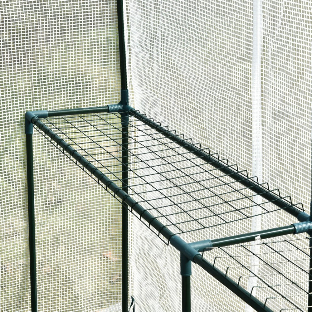 English Elm Outsunny Walk-in Portable Greenhouse with 4 Shelves Pe Mesh Cover Steel Frame W2225P217649