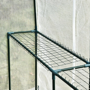 English Elm Outsunny Walk-in Portable Greenhouse with 4 Shelves Pe Mesh Cover Steel Frame W2225P217649