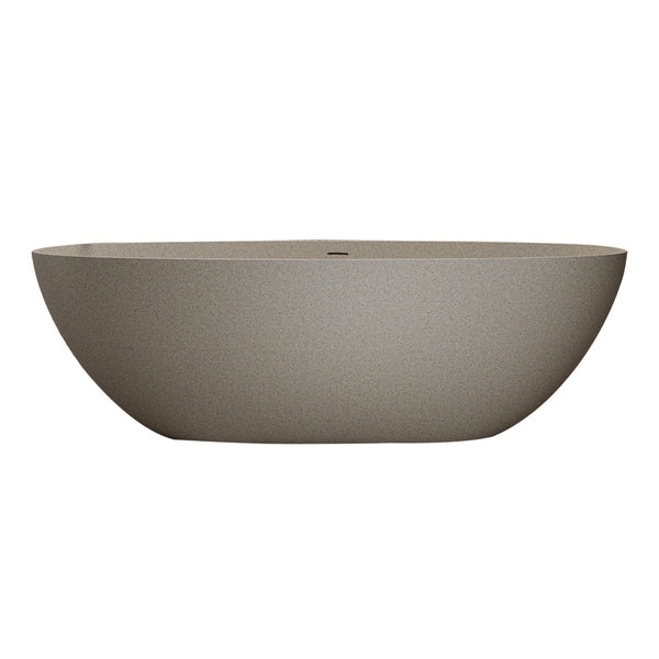 English Elm 71'' Resin Stone Freestanding Soaking Tub Sculptural Spa Bath with Polished Solid Surface W2753P425825