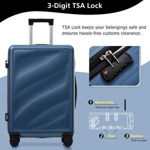 English Elm Luggage 3 Piece Hardshell Abs Set with Spinner Wheels Tsa Lock Travel Ready Dark Blue N730P304620C