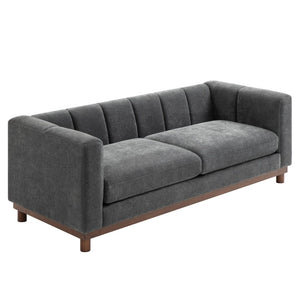English Elm Modern Chenille Loveseat with Pocket Spring Support for Apartment Living Rooms Dark Grey N763S000070R