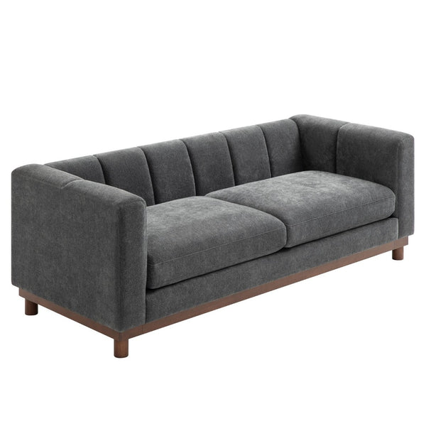 English Elm Modern Chenille Loveseat with Pocket Spring Support for Apartment Living Rooms Dark Grey N763S000070R