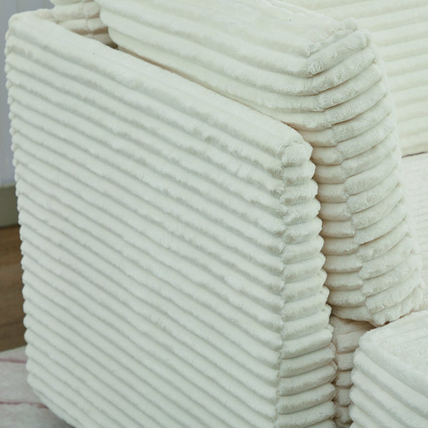 English Elm Corduroy Plush U-Shaped Sectional Sofa with Storage Ottoman, Pet-Friendly Durable Modular Comfort Beige W2915S00062