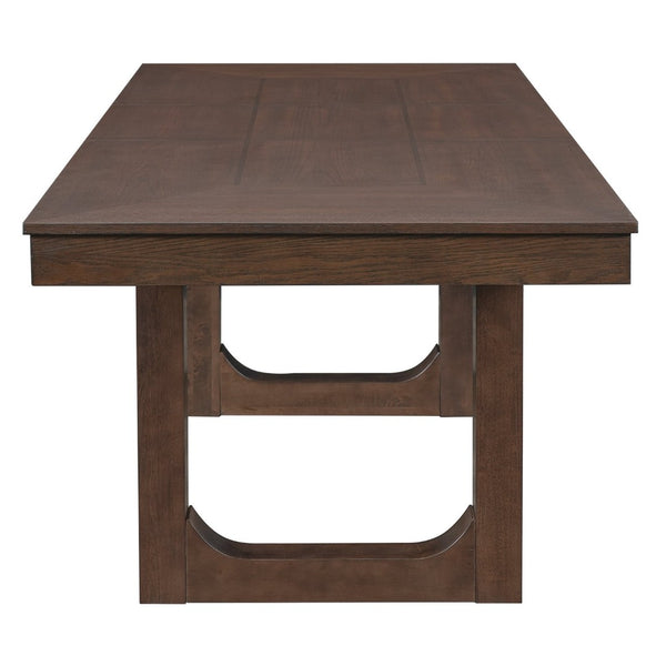English Elm 5-piece Farmhouse Dining Set Oak Veneer Butterfly Leaf Table Four Upholstered Chairs Beige,Walnut N752S109000D