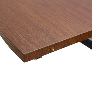 English Elm Extendable Round Dining Table Walnut Grain Top Matte Black Base Seats 4 to 6 W3875S00001