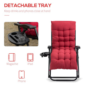 English Elm Outsunny Zero Gravity Reclining Lounge Chair With Padded Cushion, Side Tray For Relaxing Comfort W2225P174089-GIGA