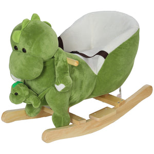 English Elm Qaba Plush Dinosaur Toddler Rocker with 32 Songs Hand Puppet and Safe Wooden Base W2225P249743