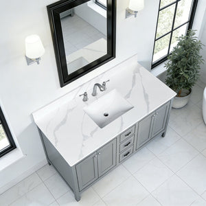English Elm 49-inch Carrara Quartz Vanity Top Undermount Sink Marble Look Backsplash Bathroom W2699P459409