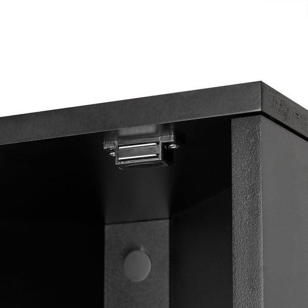 English Elm Multi-Functional Corner Cabinet Tall Trapezoid Bathroom Storage with Adjustable Shelves, Doors, Anti-Dump Device Black WF530911AAB